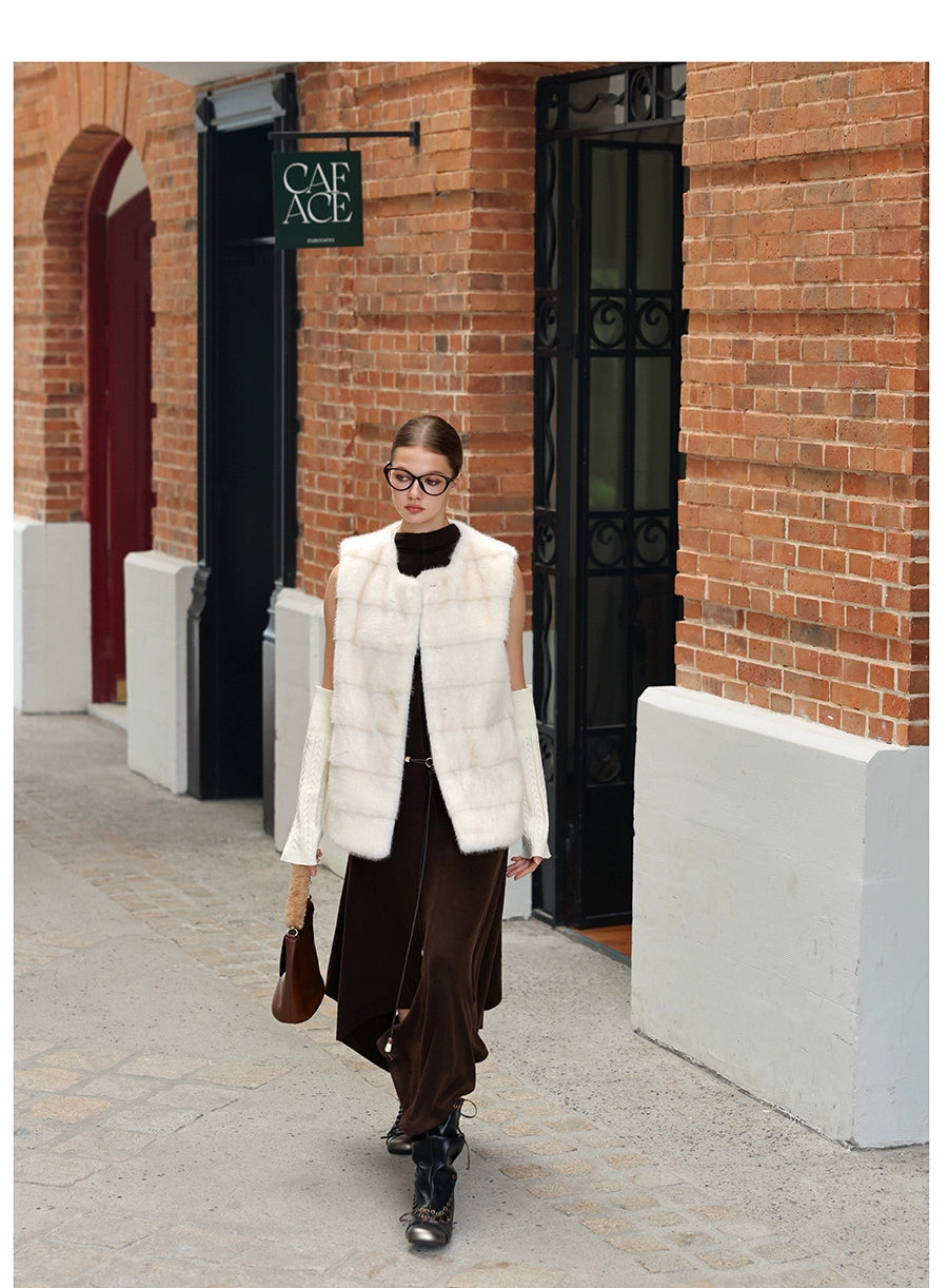 Ivory Silky Fur Vest