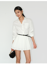 Pleated Shirt Mini Dress