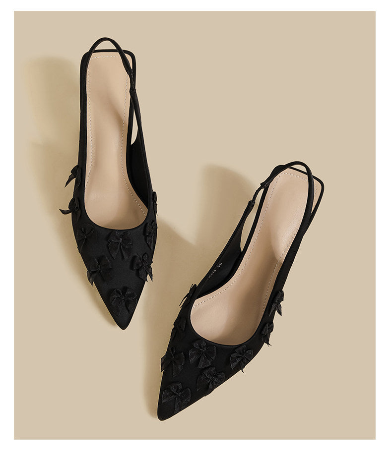 Floral Mesh Slingback Heels