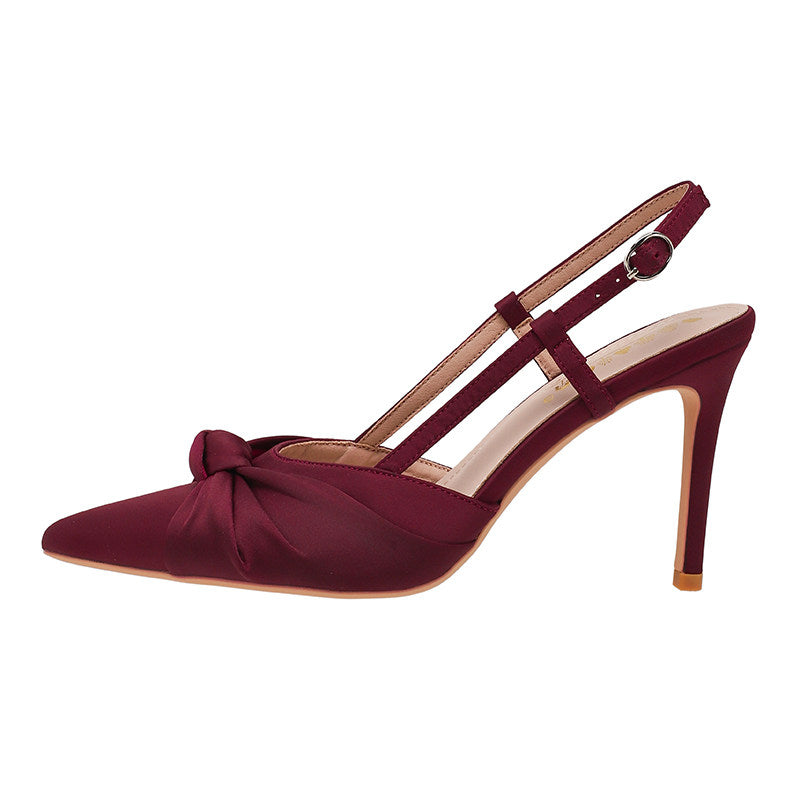 Bow Satin Slingback Heels