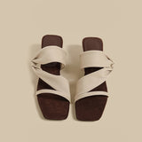 Twist Sculpted Heel Sandals (Beige)