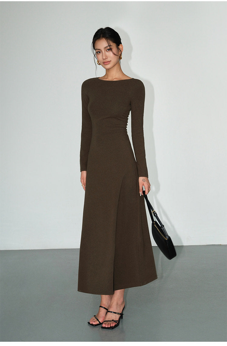 Off-Shoulder Knit Maxi Dress