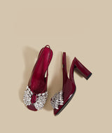 Crystal Bow Block-Heel Slingbacks
