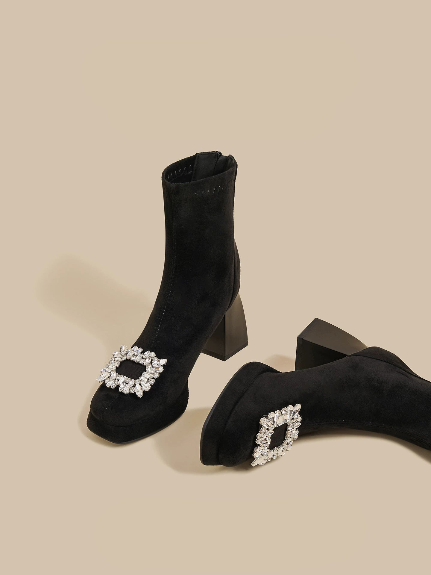Rhinestone Velvet Boots