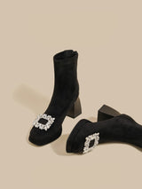 Rhinestone Velvet Boots