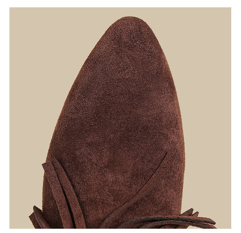 Fringe Suede Mid-Calf Boots