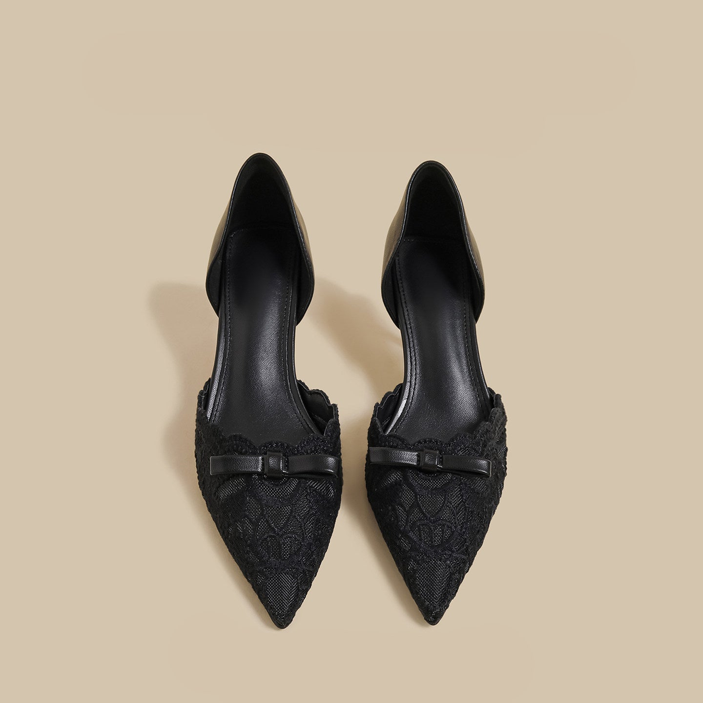Lace Bow DOrsay Heels