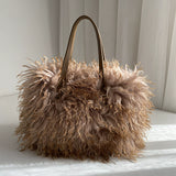 Gradient Faux-Fur Tote Bag