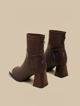 Chunk-Heel Knit Ankle Boots