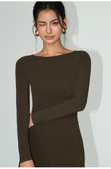 Off-Shoulder Knit Maxi Dress