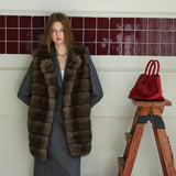 Fur Mid-Length Vest - Tawny