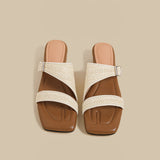 Woven Strap Slide Sandals (Sand)