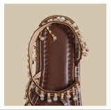 Pearl Crystal Flat Strap Sandals