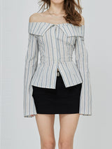 Off-Shoulder Stripe Shirt