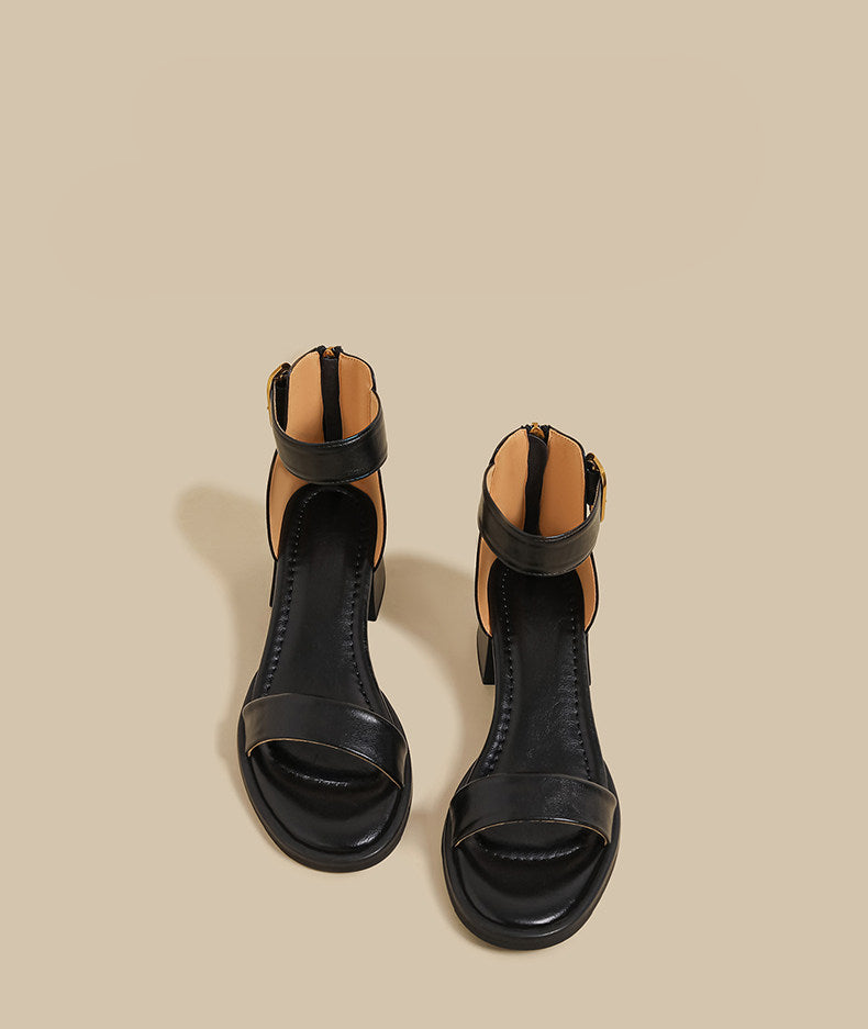 Minimal Ankle Strap Block Sandal