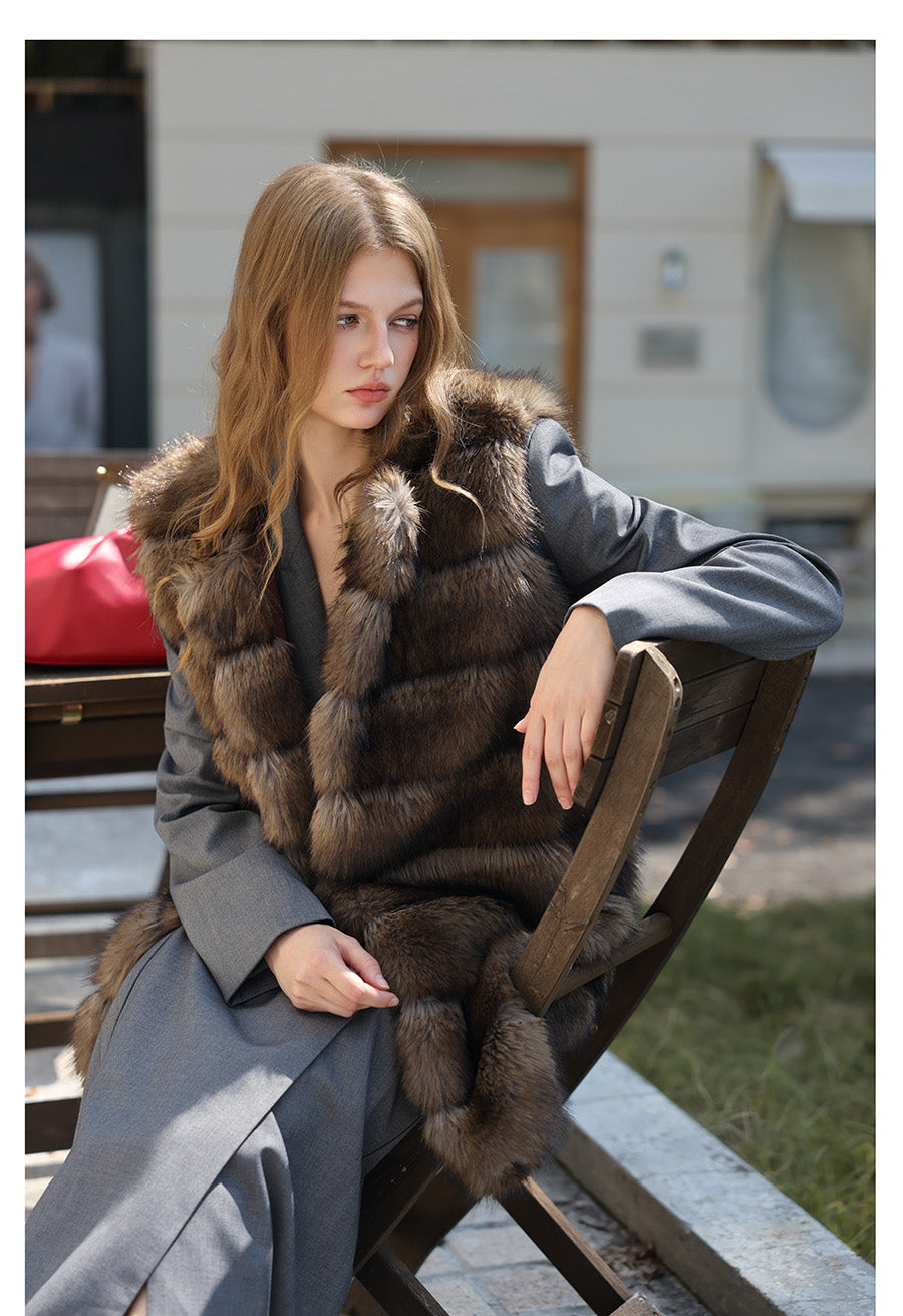 Fur Mid-Length Vest - Tawny