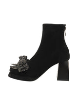 Crystal Bow Boots - Black