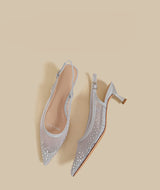 Crystal Mesh Pointed Slingback Heels