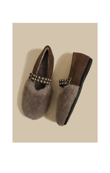 Fur Strap Mary Jane Flats