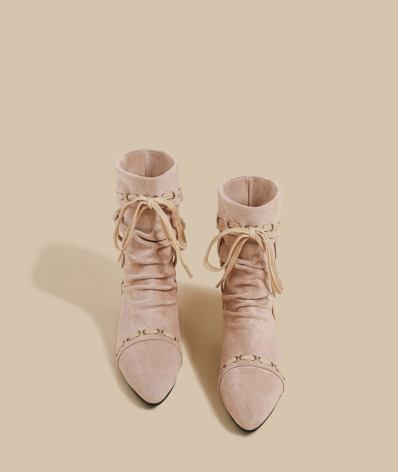 Lace-Trim Ankle Boots