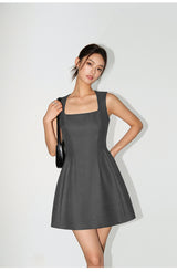 Structured Sleeveless Mini Dress - Gray