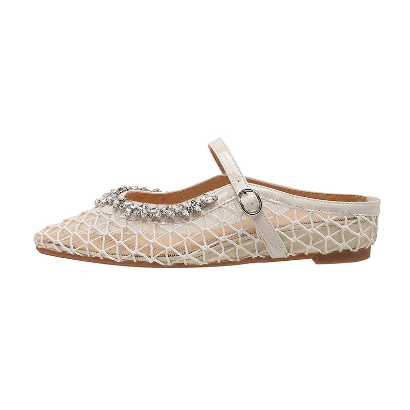 Crystal Mesh Mary Janes (Cream)