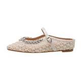 Crystal Mesh Mary Janes (Cream)