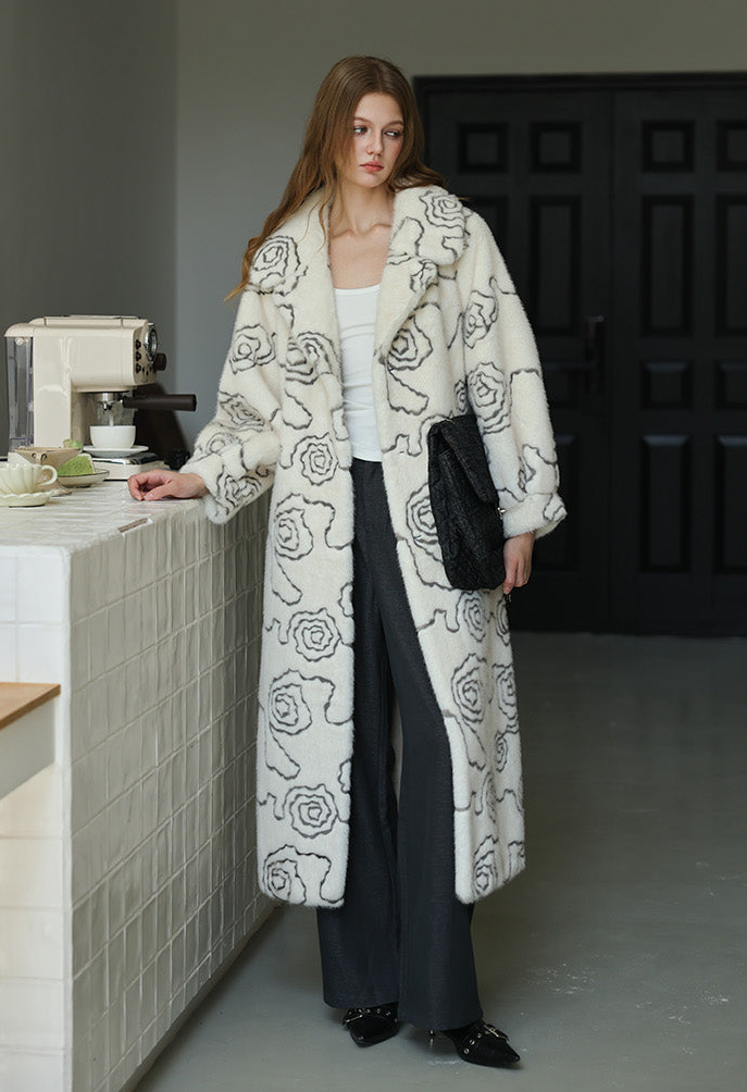 Floral Faux Fur Coat