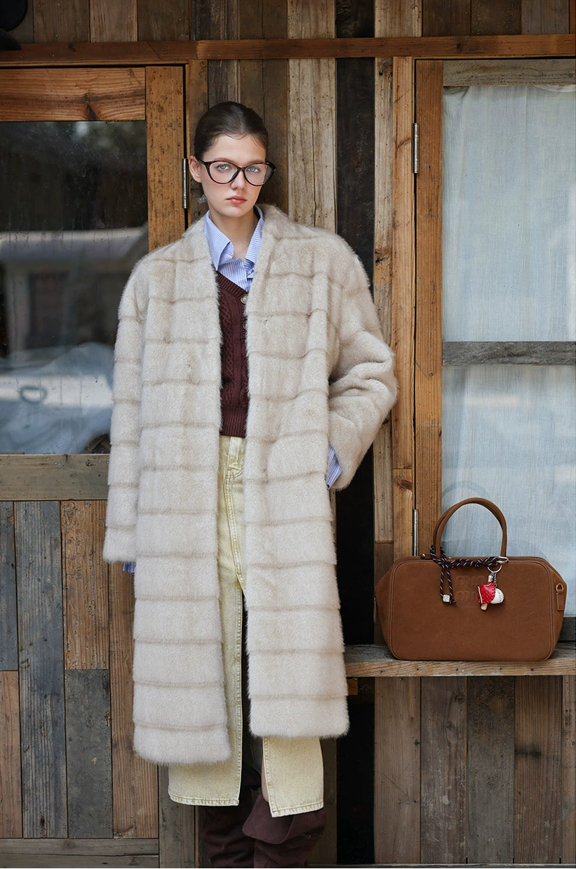 Light Gold Silky Fur Coat