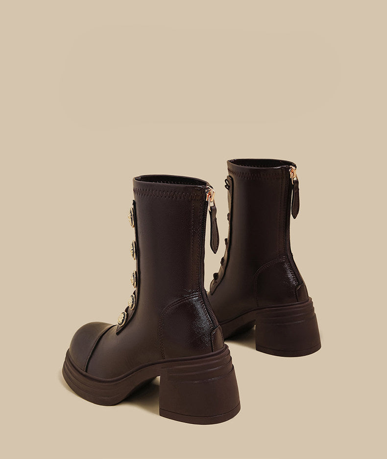 Button-Detail Ankle Boots