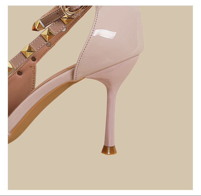 Studded Strap Slingback Heels
