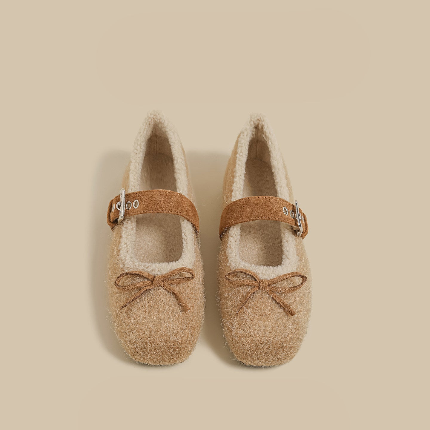 Faux-Fur Mary Jane Flats