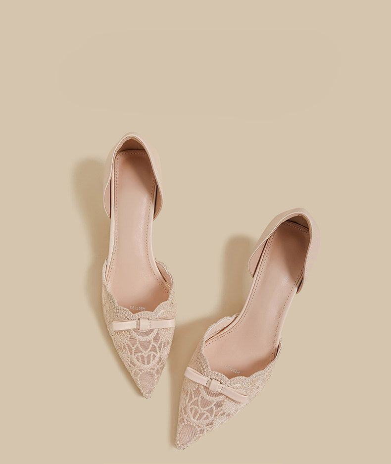 Lace Bow DOrsay Heels