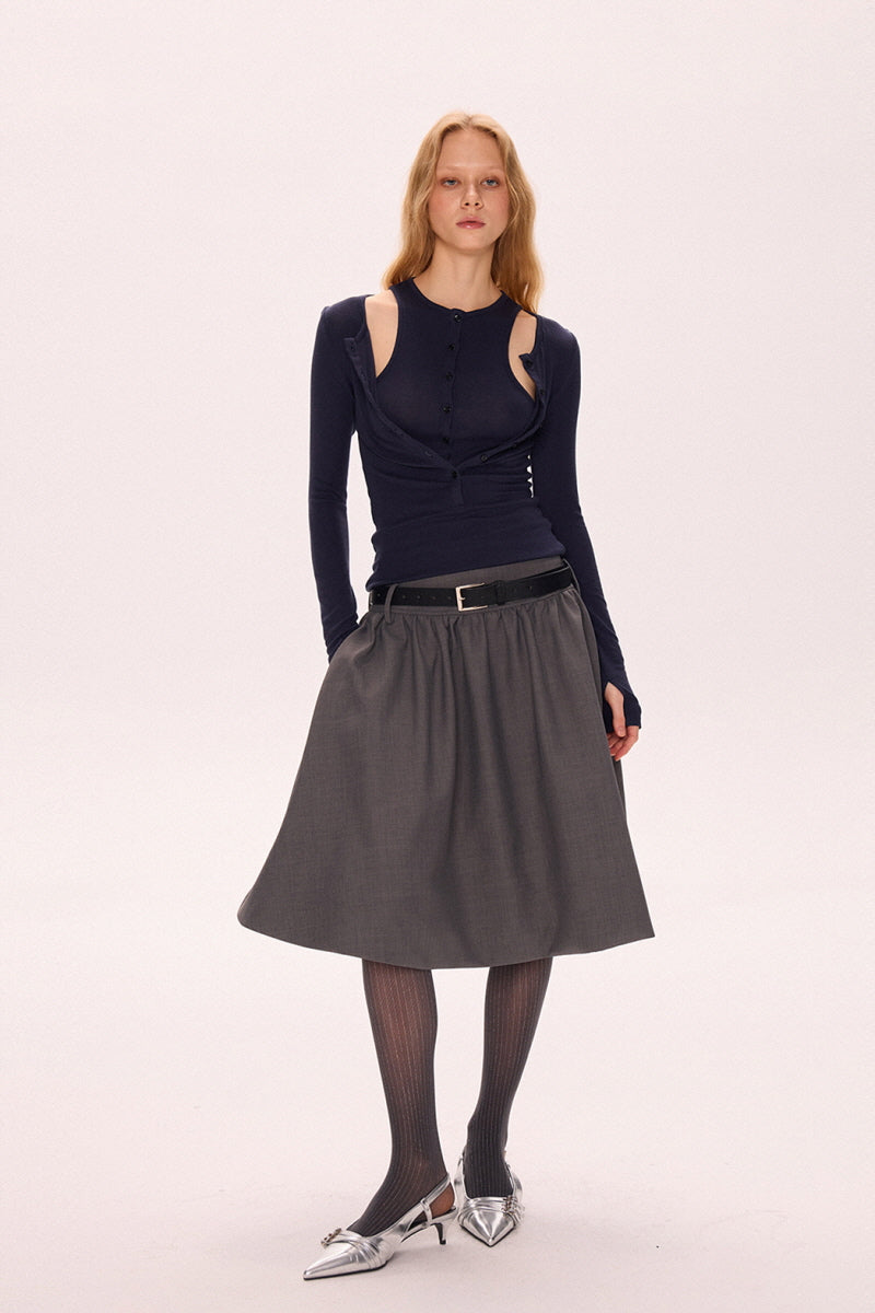 Low-Waist Pleated Skirt