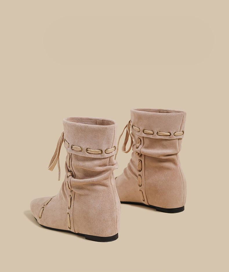 Lace-Trim Ankle Boots