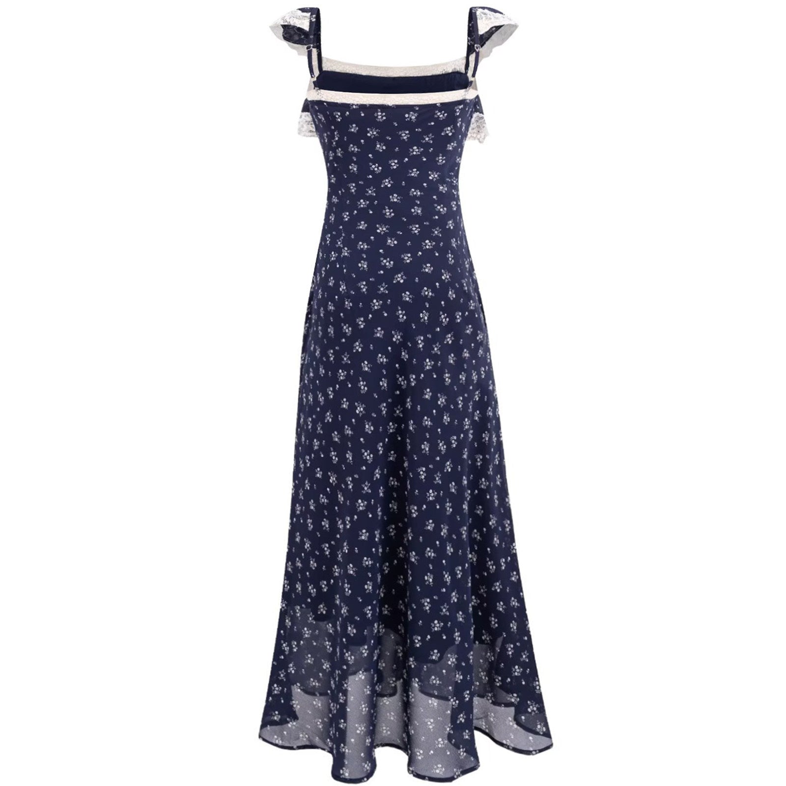 Lace Trim Floral Dress