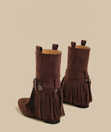 Fringe Suede Mid-Calf Boots
