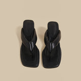 Minimal Thong Heel Sandals (Black)