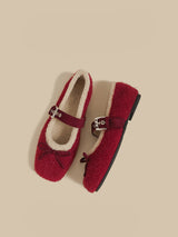 Faux-Fur Mary Jane Flats