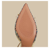 Floral Tweed Pointed Slingback Heels