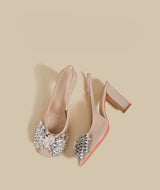 Crystal Bow Block-Heel Slingbacks