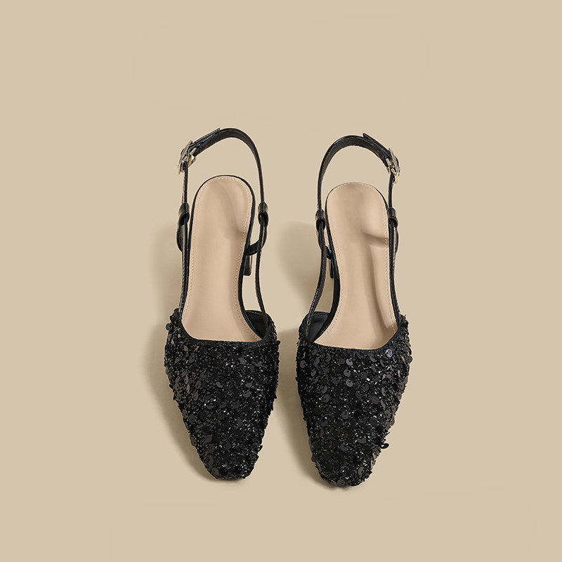 Sequin Pointed Slingback Heels