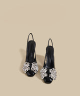 Crystal Bow Block-Heel Slingbacks