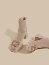 Rhinestone Square-Toe Boots