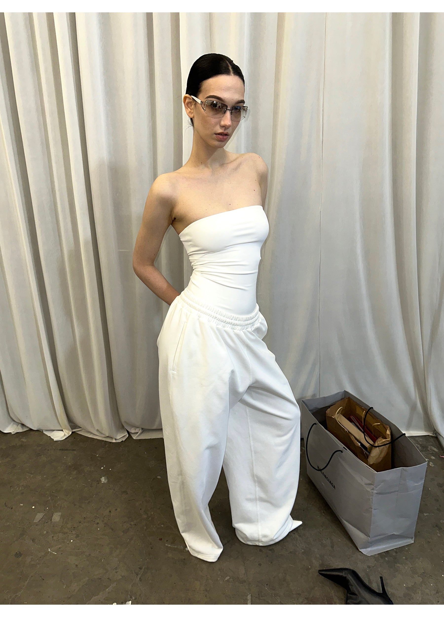 White Bandeau / Sweatpants