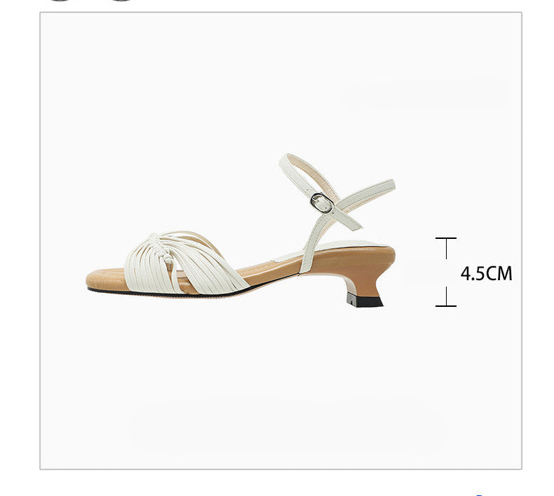 Knot Strap Heel Sandals (Ivory)