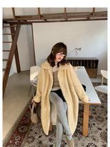 Herringbone Faux Fur Coat - Custard