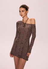 Slanted Shoulder Mini Dress