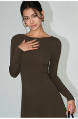 Off-Shoulder Knit Maxi Dress