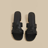 Strap Low Heel Sandals (Black)